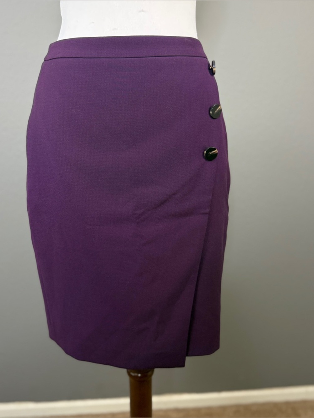 Ann Taylor NWT Purple Mock Side button Wrap Skirt Sz 4P Office Career Business